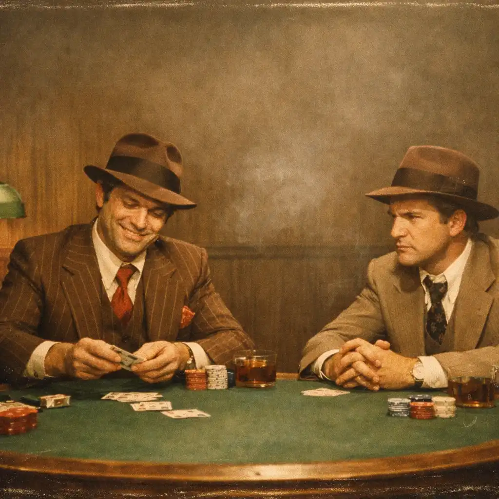 Dwóch oszustów przy stole pokerowym w filmie The Sting